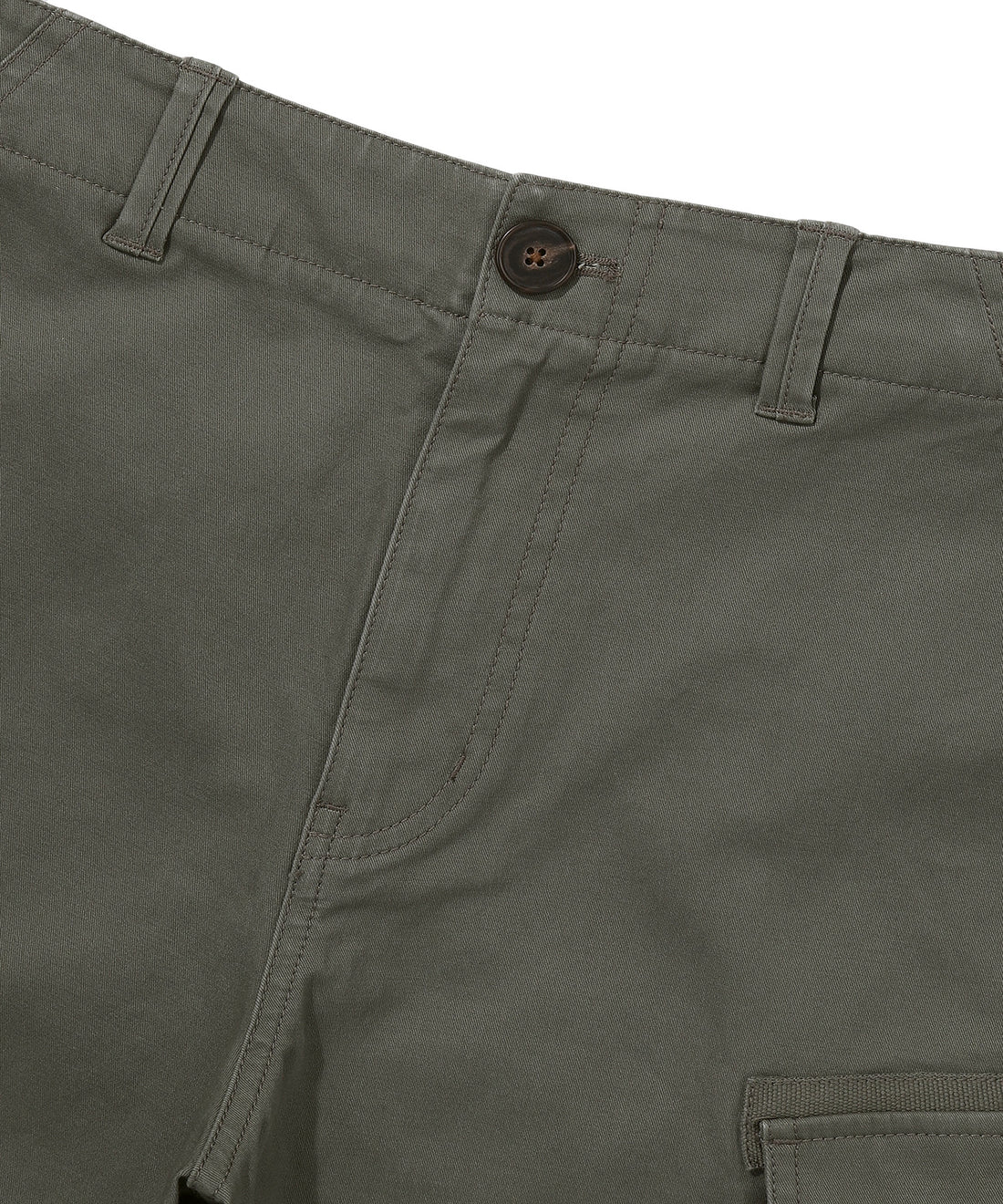 Label Cargo Cotton Shorts - Khaki Green