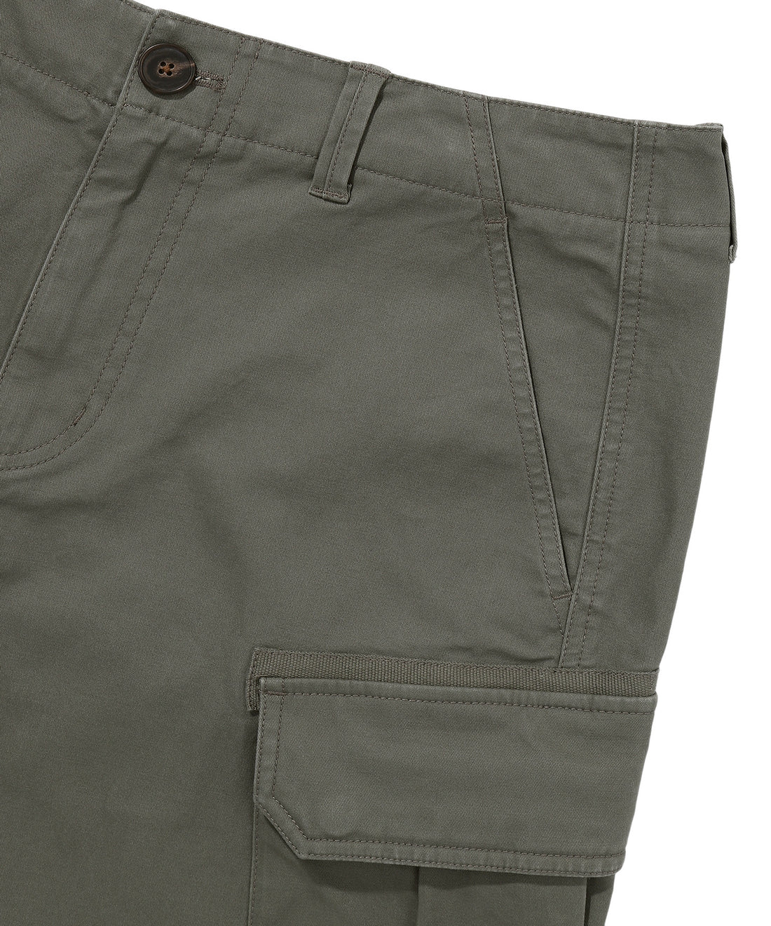 Label Cargo Cotton Shorts - Khaki Green