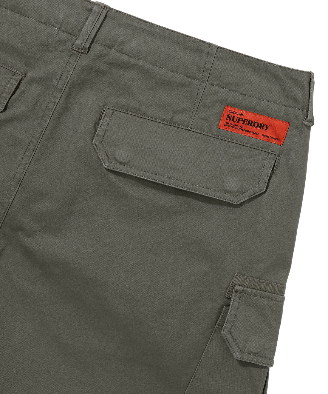 Label Cargo Cotton Shorts - Khaki Green