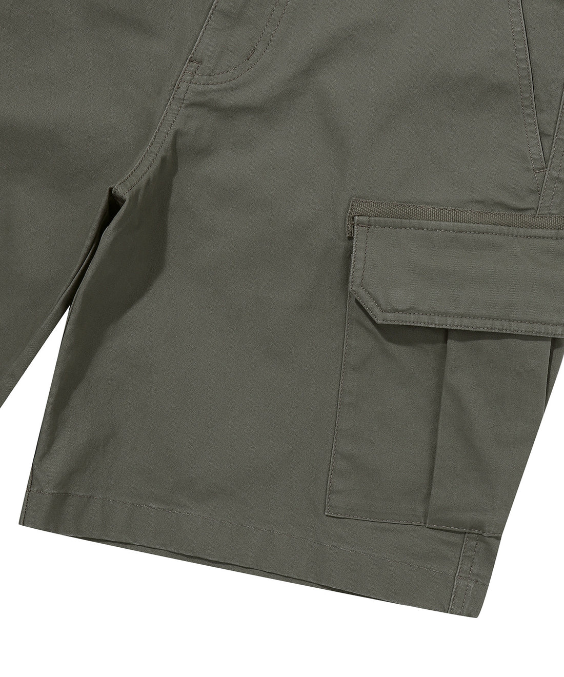Label Cargo Cotton Shorts - Khaki Green