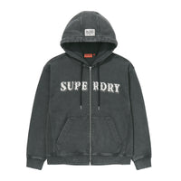 Vintage Washed 2Way Zip-Up Hoodie - D/Grey