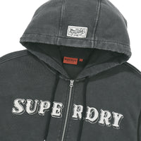 Vintage Washed 2Way Zip-Up Hoodie - D/Grey