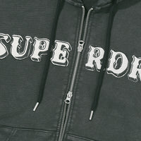 Vintage Washed 2Way Zip-Up Hoodie - D/Grey