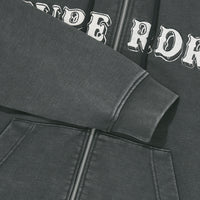 Vintage Washed 2Way Zip-Up Hoodie - D/Grey