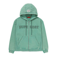 Vintage Washed 2Way Zip-Up Hoodie - Green