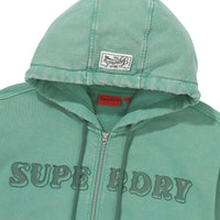 Vintage Washed 2Way Zip-Up Hoodie - Green