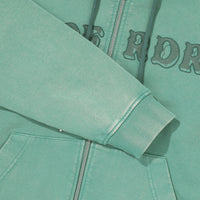 Vintage Washed 2Way Zip-Up Hoodie - Green