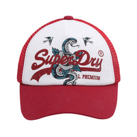 Snake Mesh Trucker Ball Cap - Red