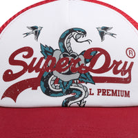 Snake Mesh Trucker Ball Cap - Red