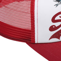 Snake Mesh Trucker Ball Cap - Red