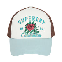 Flower Mesh Trucker Ball Cap - Blue
