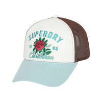 Flower Mesh Trucker Ball Cap - Blue
