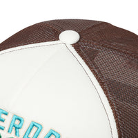 Flower Mesh Trucker Ball Cap - Blue