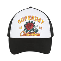 Flower Mesh Trucker Ball Cap - Black