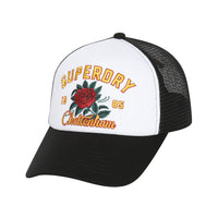 Flower Mesh Trucker Ball Cap - Black