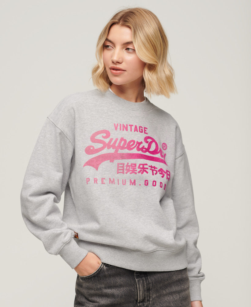 Women s Tonal Loose Sweatshirt Flake Grey Marl Superdry Malaysia