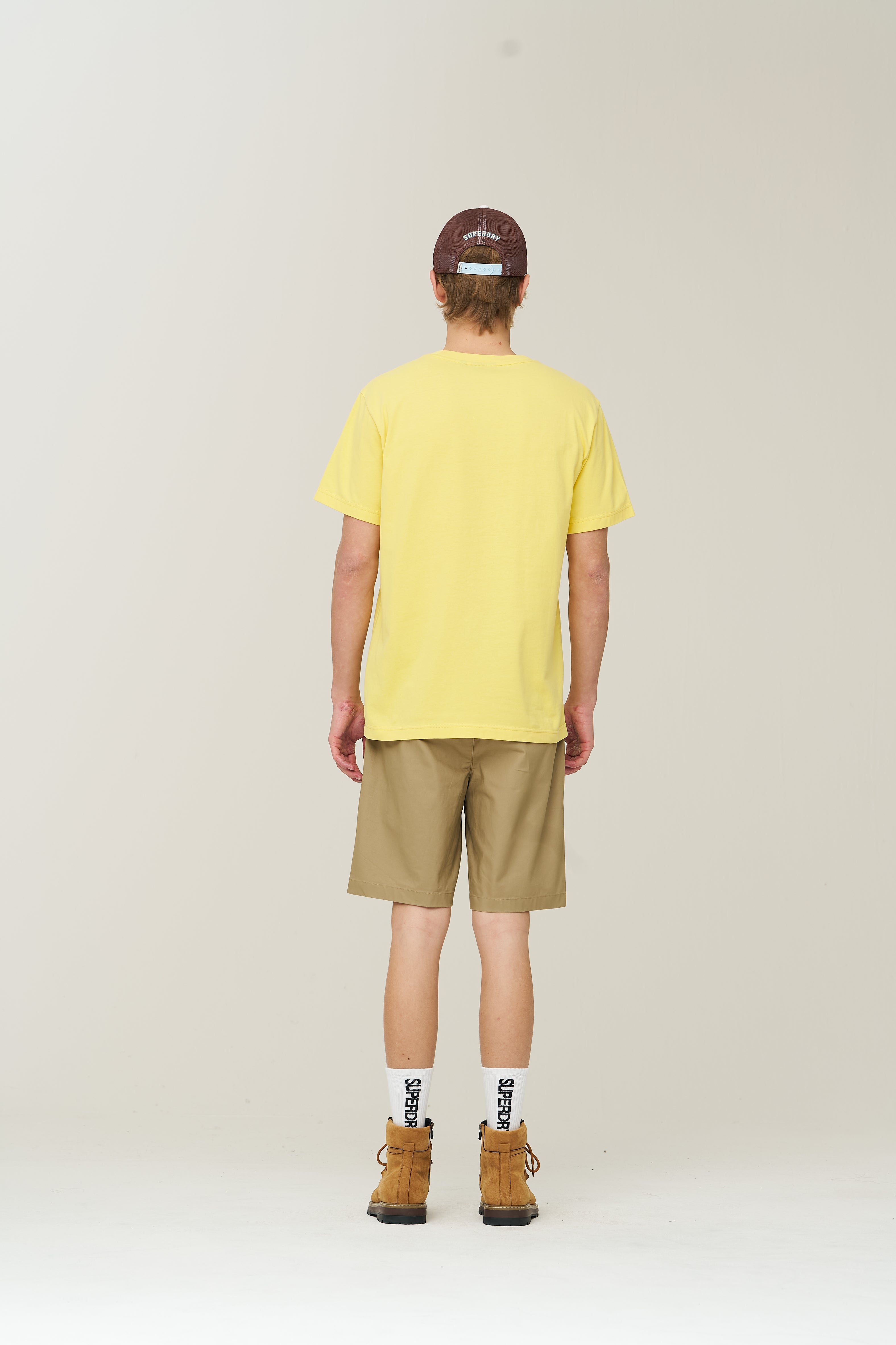 Label Cotton Chino Shorts - D/Beige