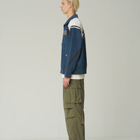 Nylon Color Block Flight Jacket - Dark Blue