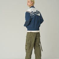 Nylon Color Block Flight Jacket - Dark Blue