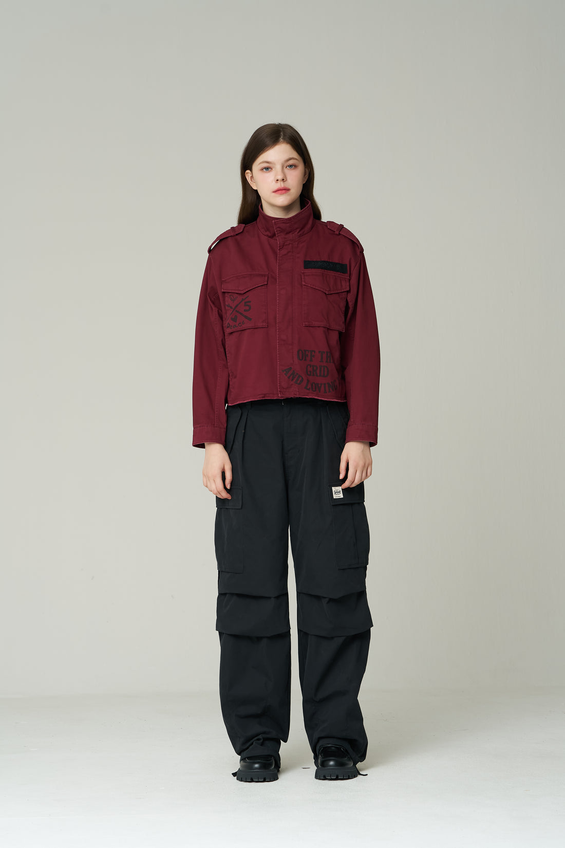 W Military Crop-Semi Over Jacket - Brick