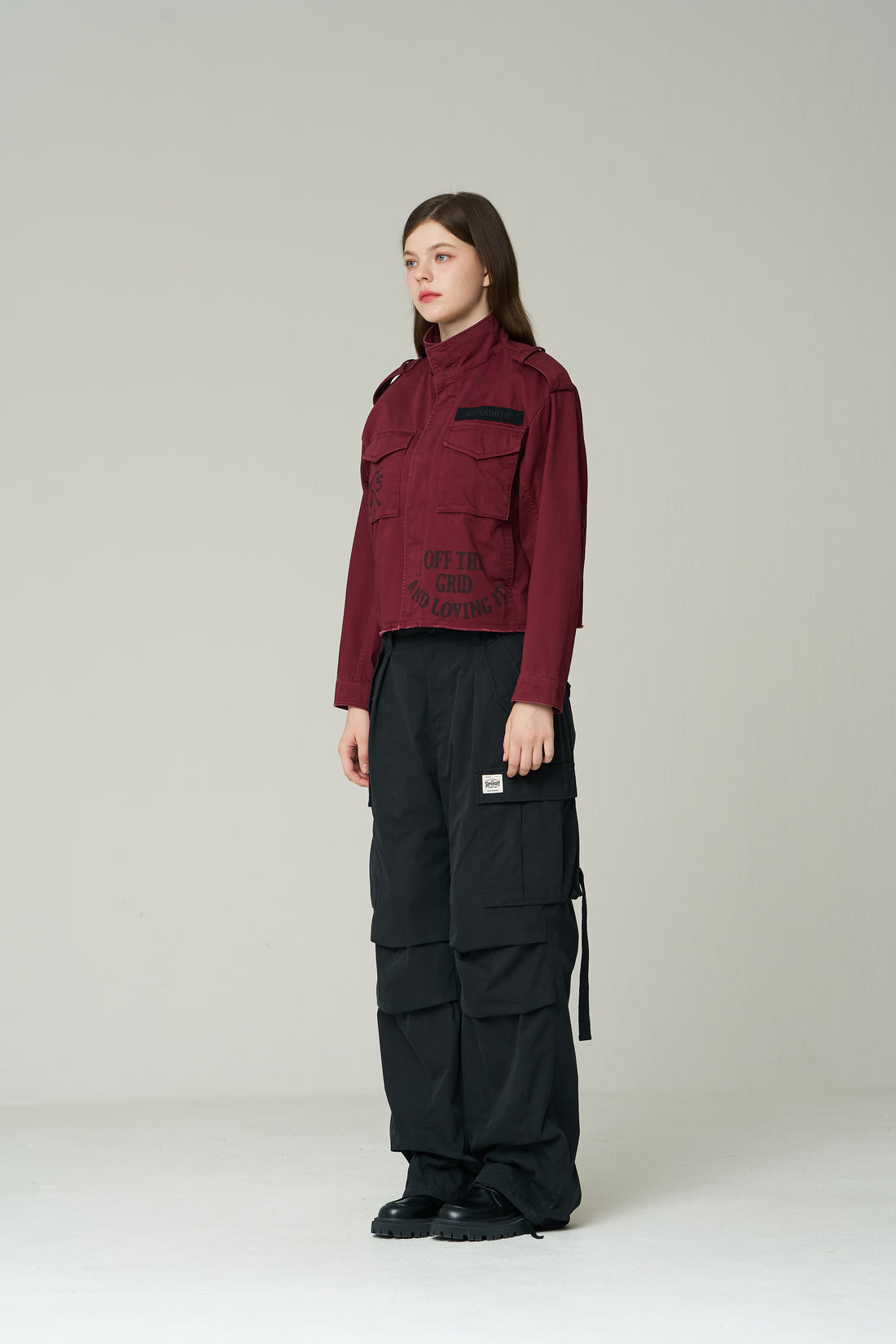 W Military Crop-Semi Over Jacket - Brick