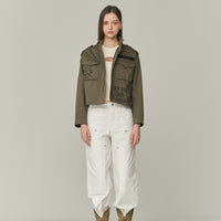 W Military Crop-Semi Over Jacket - Khaki