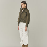 W Military Crop-Semi Over Jacket - Khaki