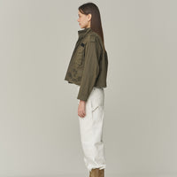 W Military Crop-Semi Over Jacket - Khaki