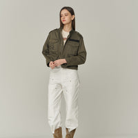 W Military Crop-Semi Over Jacket - Khaki