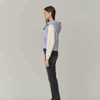 W Knit Padding Vest - L/Blue