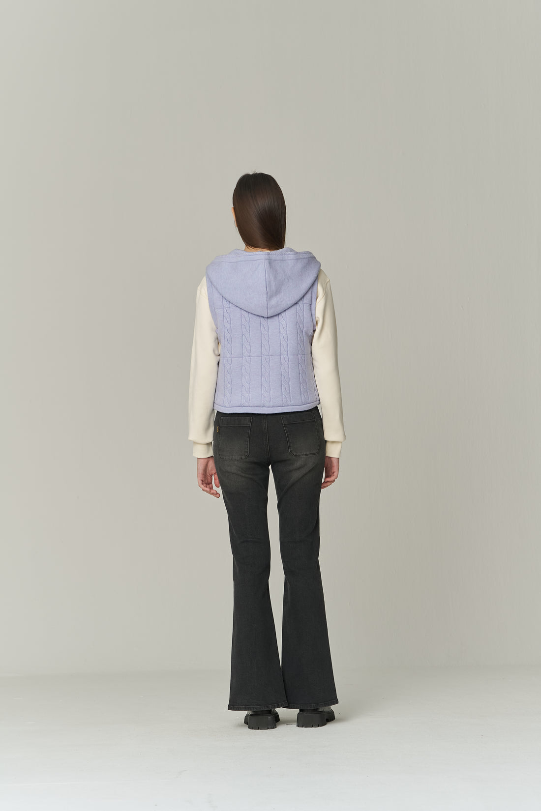 W Knit Padding Vest - L/Blue