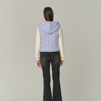 W Knit Padding Vest - L/Blue