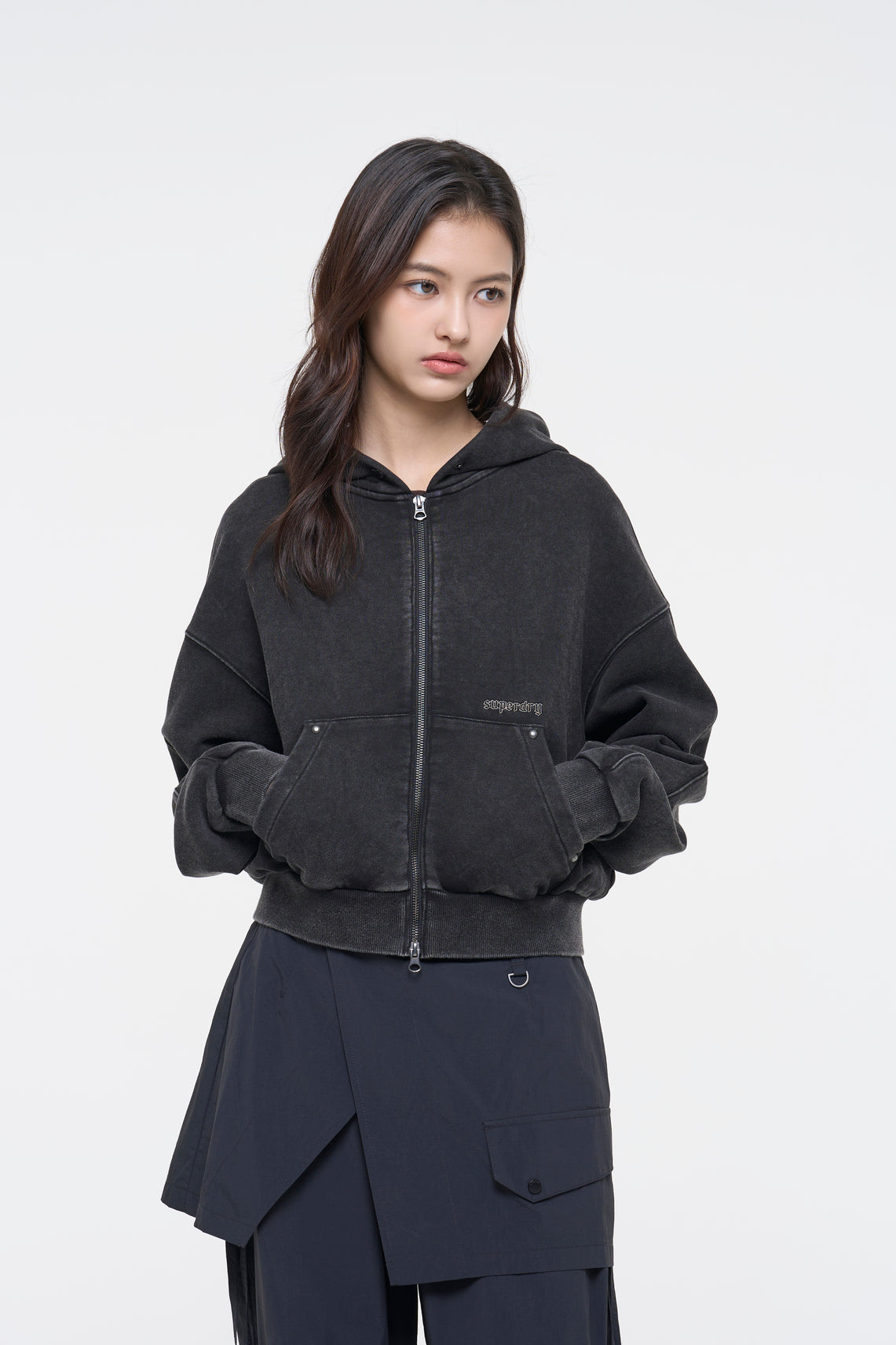Washed Zip-Up Hoodie