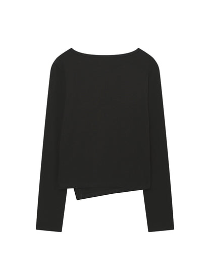 W Side Button Script Ls T-Shirt