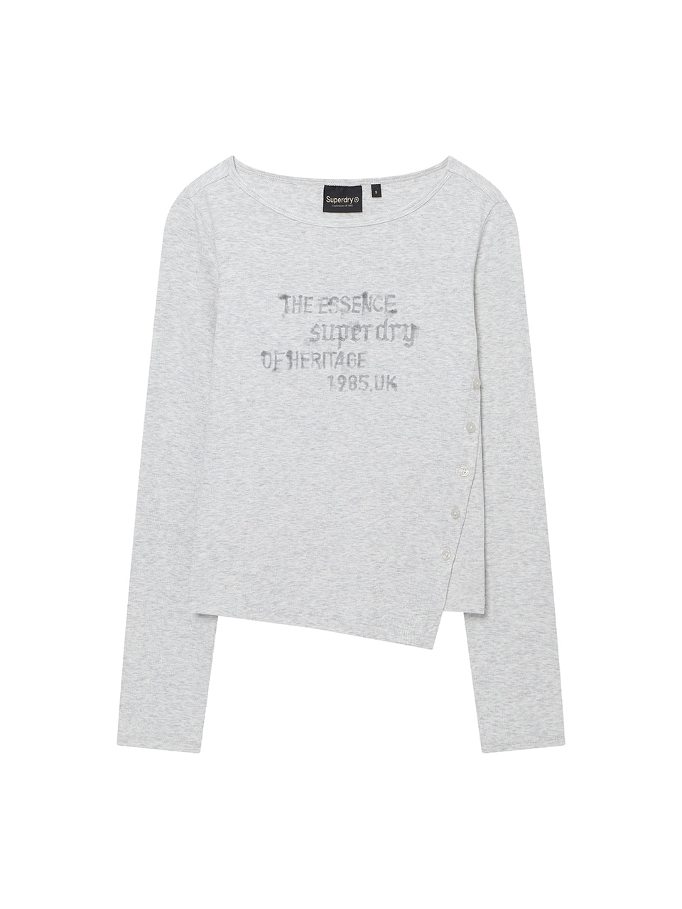 W Side Button Script Ls T-Shirt