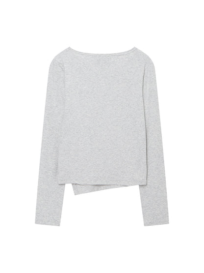 W Side Button Script Ls T-Shirt