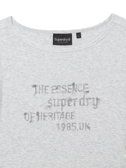W Side Button Script Ls T-Shirt