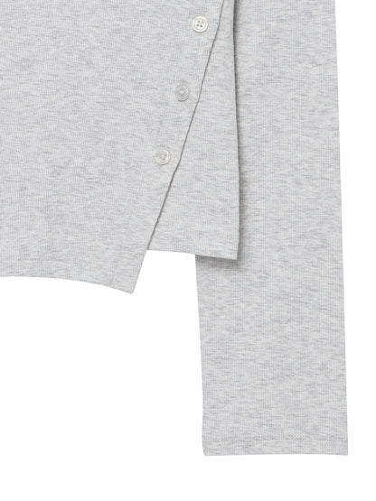 W Side Button Script Ls T-Shirt