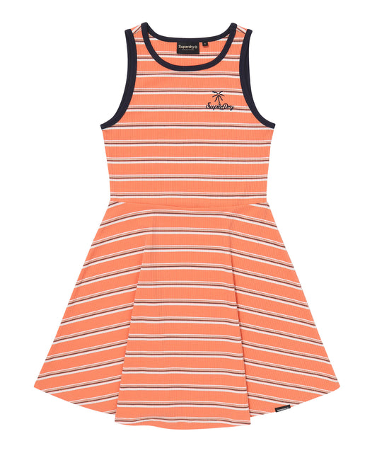 W Summer Graphic Stripe Dress - Orange