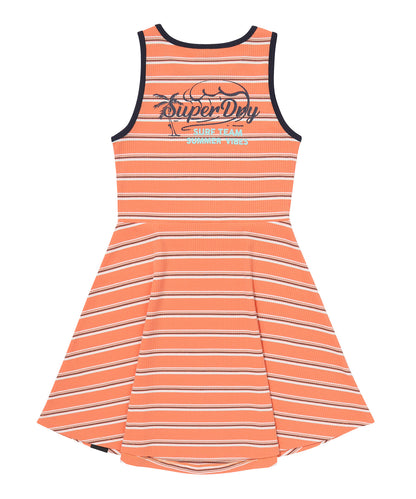 W Summer Graphic Stripe Dress - Orange