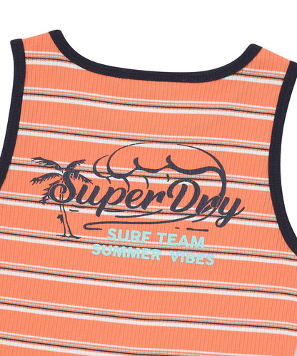 W Summer Graphic Stripe Dress - Orange