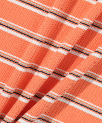 W Summer Graphic Stripe Dress - Orange