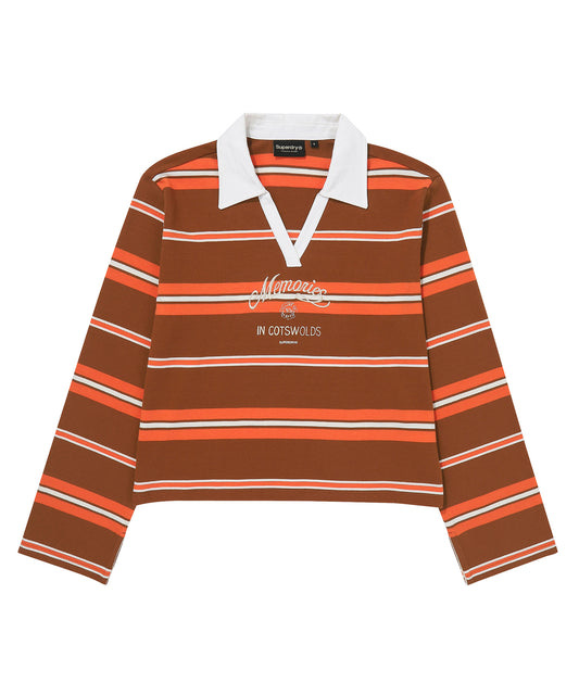 W Stripe Collar Long Sleeve