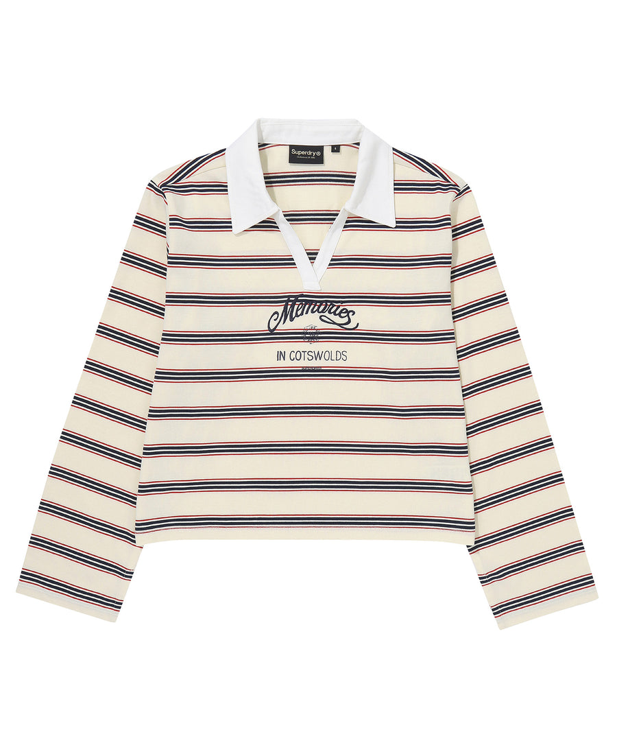 W Stripe Collar Long Sleeve