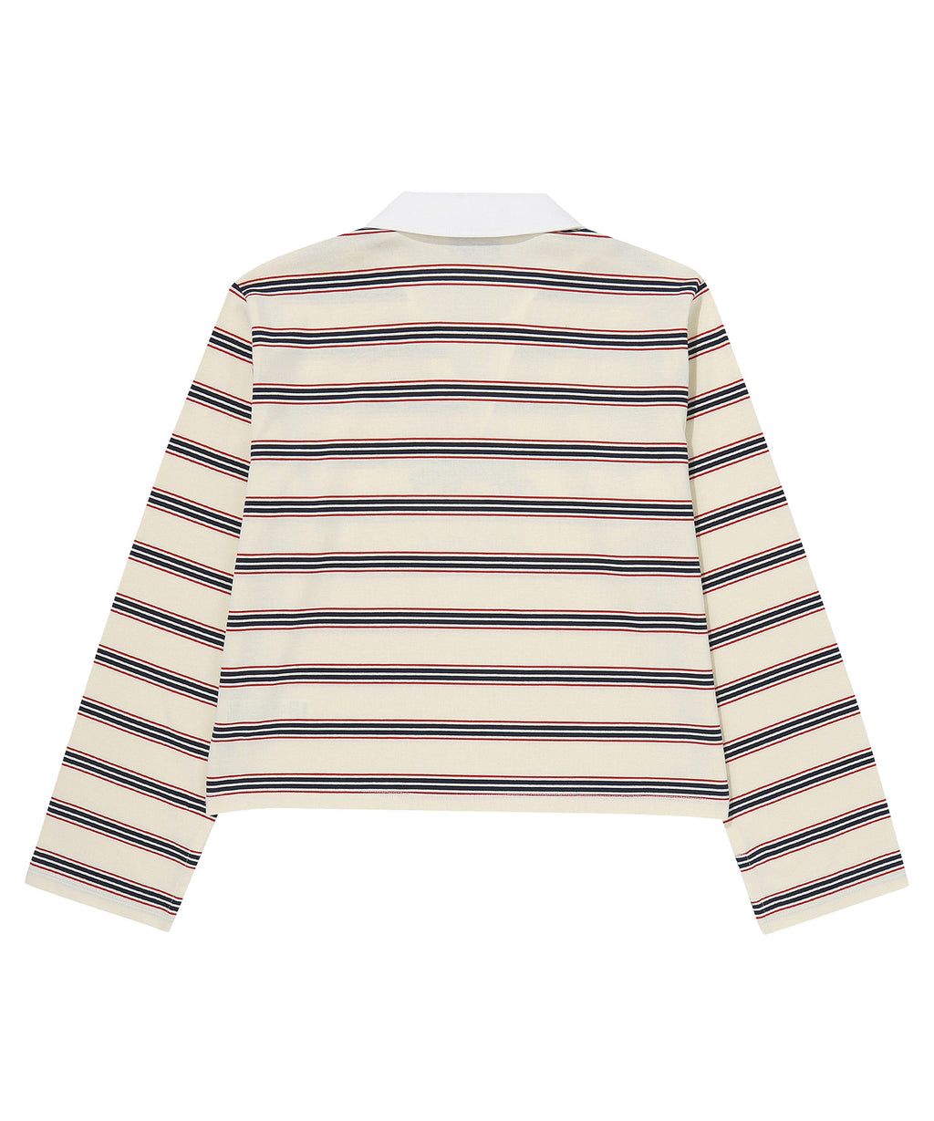 W Stripe Collar Long Sleeve