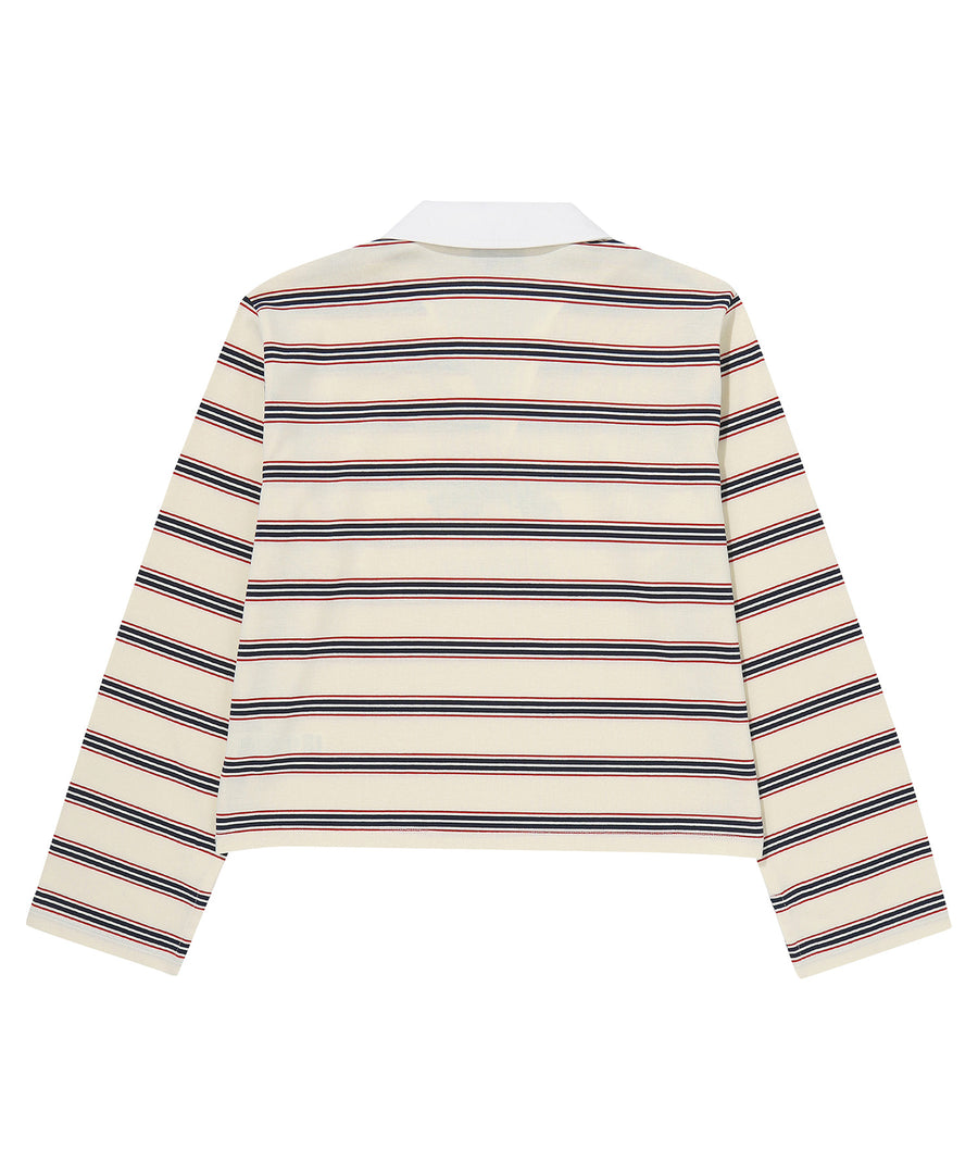 W Stripe Collar Long Sleeve