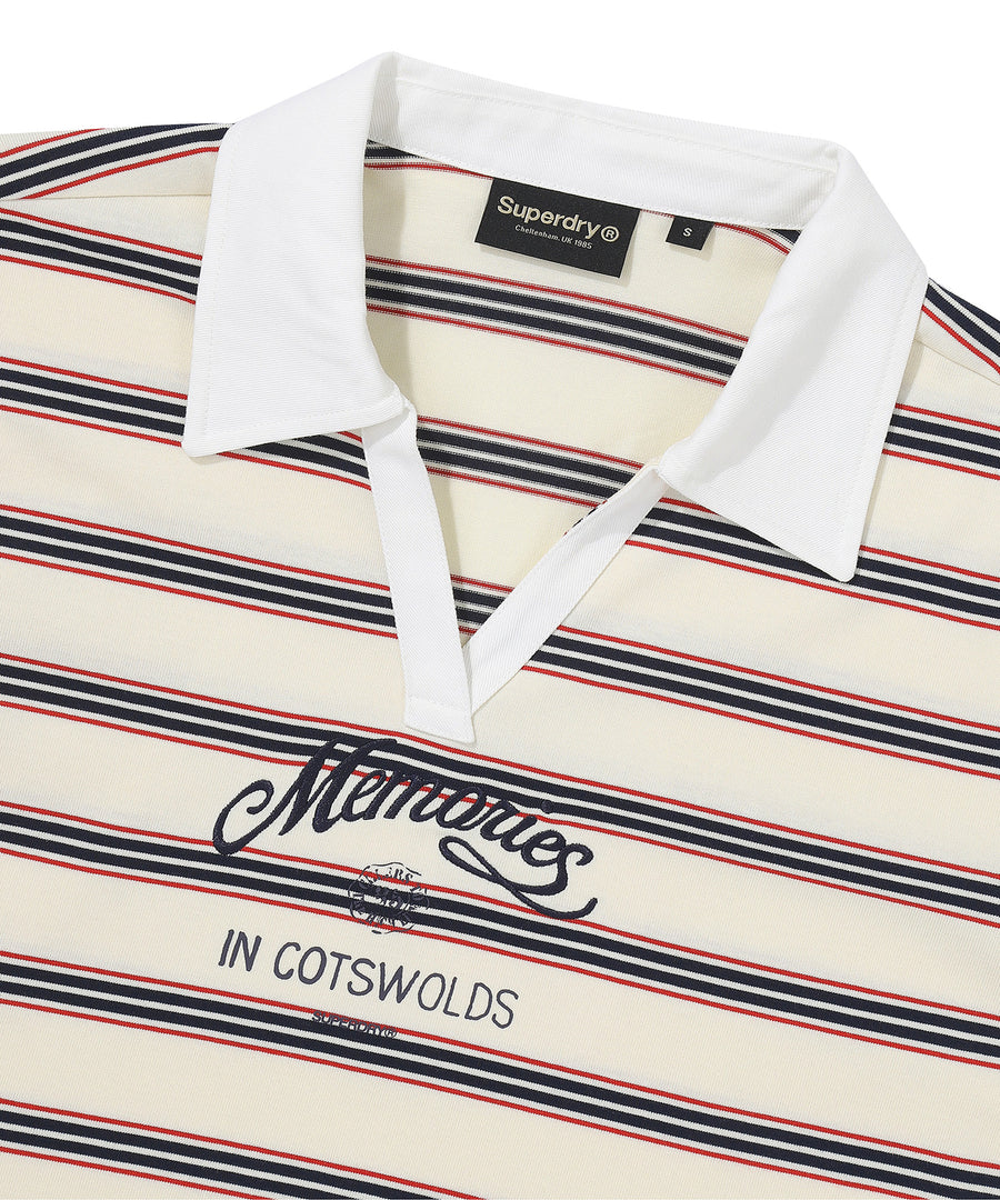 W Stripe Collar Long Sleeve