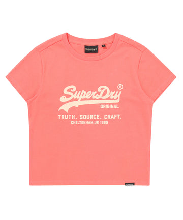 W Vintage Logo Crop T-Shirt - Coral