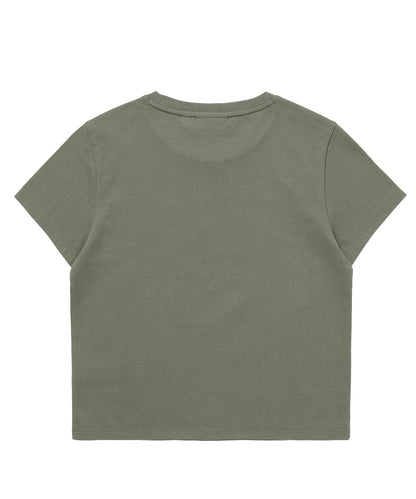 W Vintage Art Crop T-Shirt - Khaki