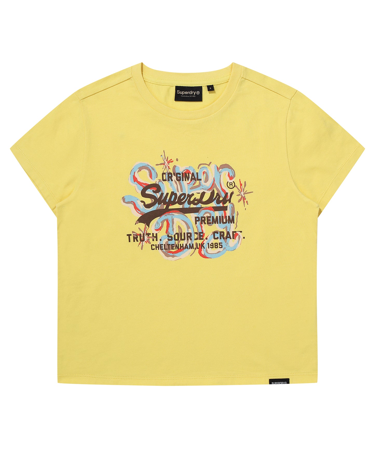 W Vintage Art Crop T-Shirt - Yellow
